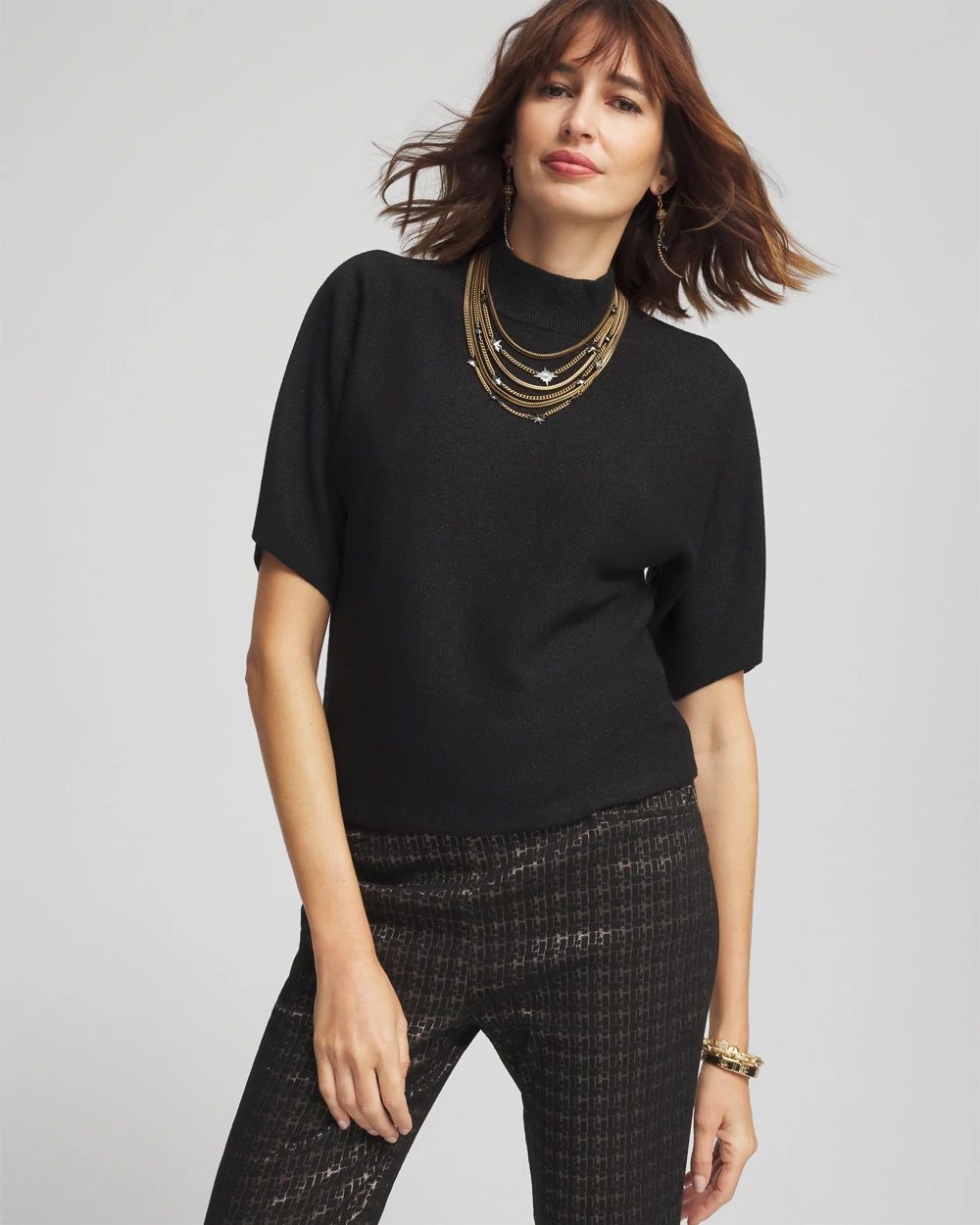 Shimmer Short Sleeve Pullover Sweater | Chico's